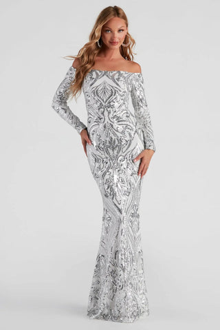 Azalea Formal Stylish Sequin Scroll Dress