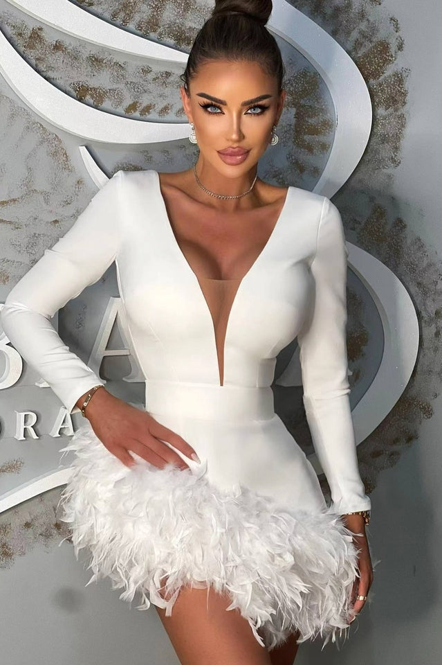 Aina Feather Stylish Bandage Dress