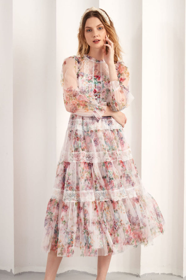 Floral Wonder Stylish Midi Dress