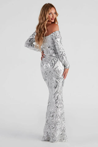 Azalea Formal Stylish Sequin Scroll Dress