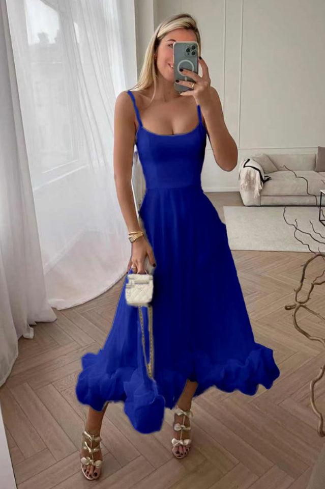 Flounce Bustier Stylish Midi Dress