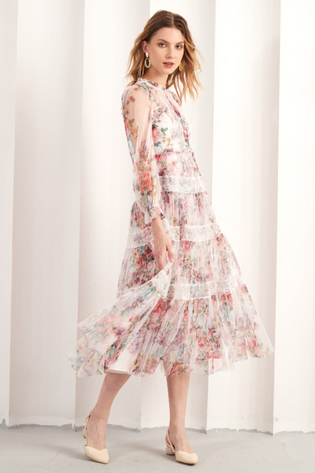 Floral Wonder Stylish Midi Dress