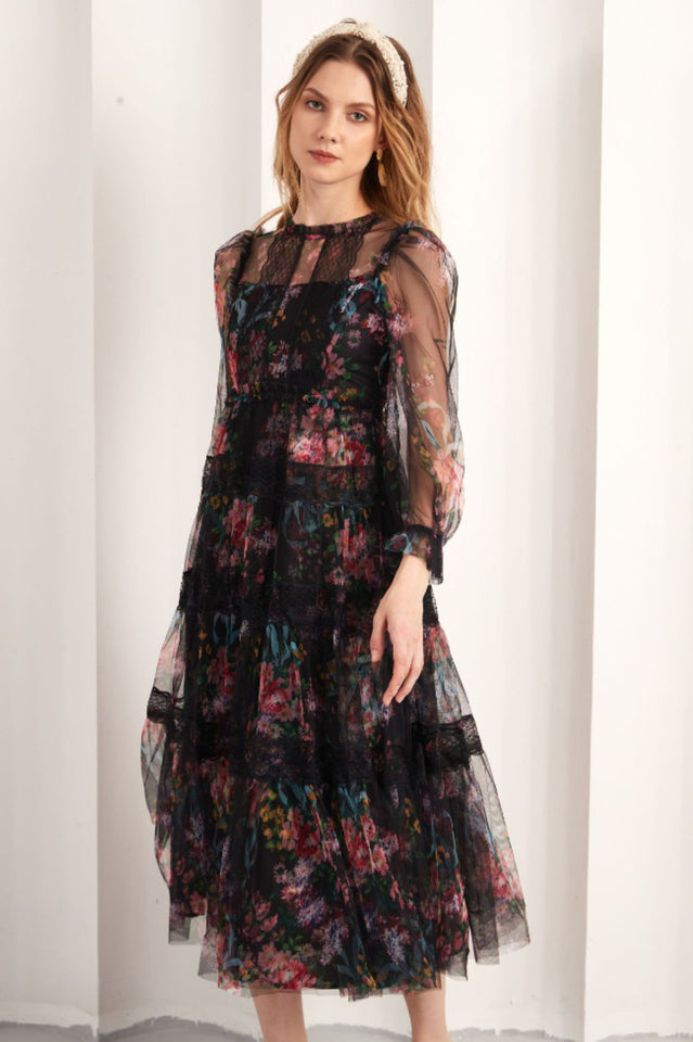 Floral Wonder Stylish Midi Dress