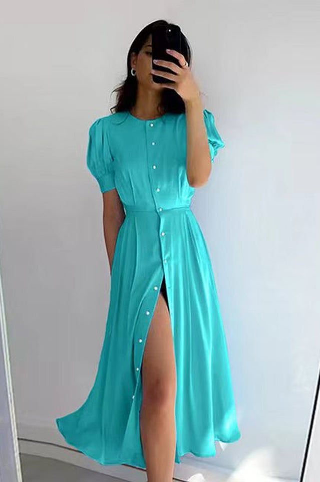 Button Front Stylish Midi Dress