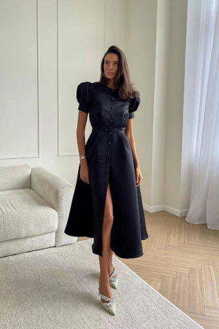 Button Front Stylish Midi Dress