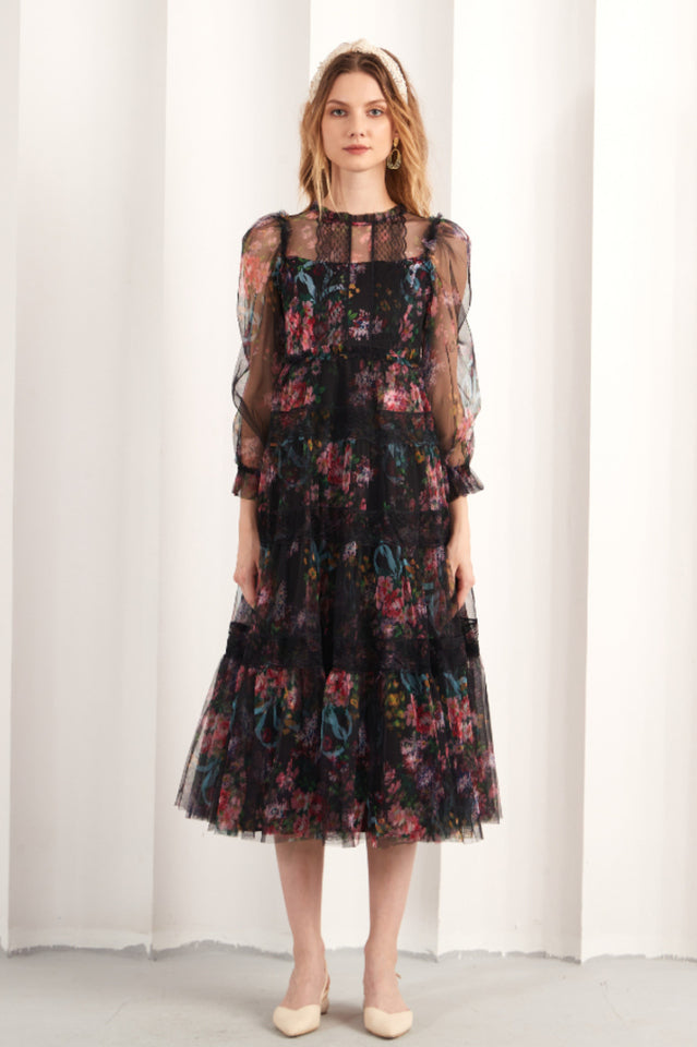 Floral Wonder Stylish Midi Dress