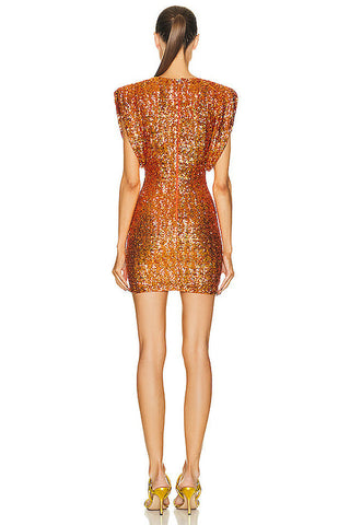 Annie Sequin Mini Charming Dress In Orange