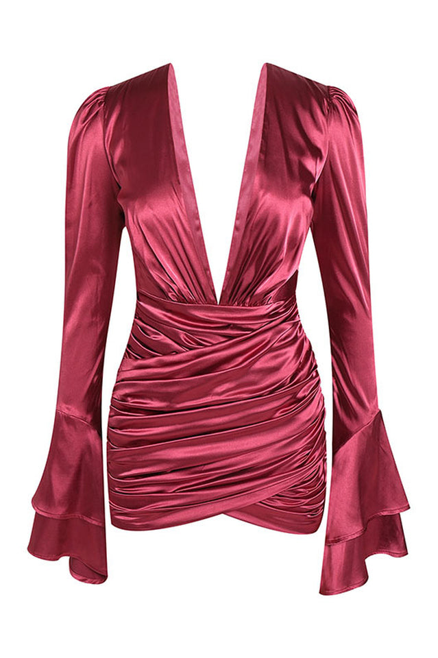 Plunging V Neck Charming Cocktail Mini Dress