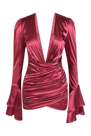 Plunging V Neck Charming Cocktail Mini Dress