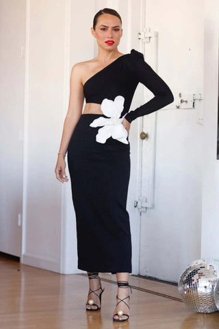 Angelica One-Shoulder Stylish Flower AppliquèŒ?Dress