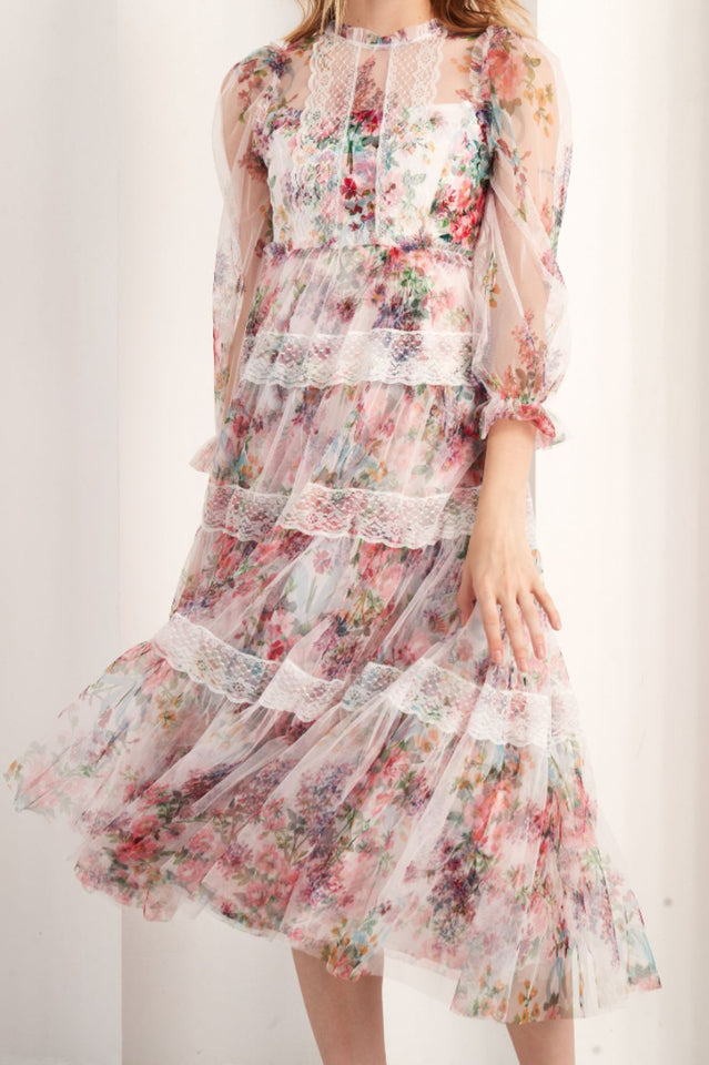 Floral Wonder Stylish Midi Dress