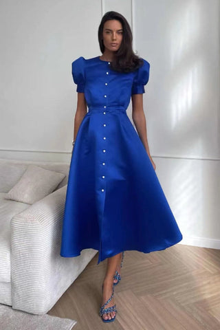 Button Front Stylish Midi Dress