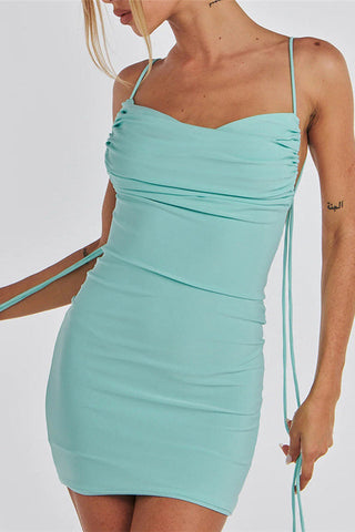 Spaghetti Strap Stylish Mini Scrunch Dress
