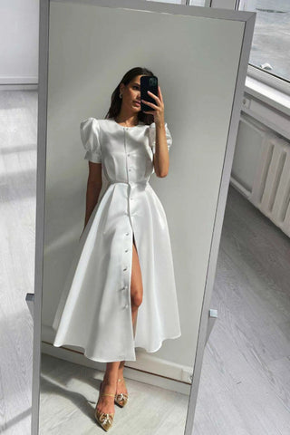 Button Front Stylish Midi Dress