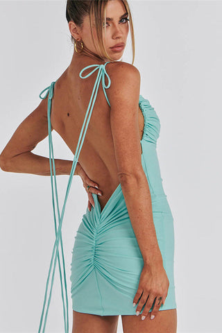 Spaghetti Strap Stylish Mini Scrunch Dress