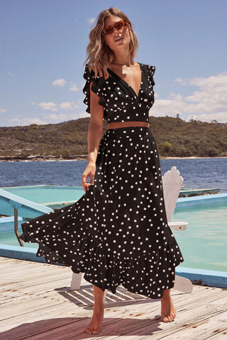 Polka Dot Ruffle Tank Graceful Top + Midi Skirt Set