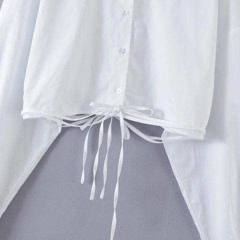 Center White Waist Short Tops Blouse