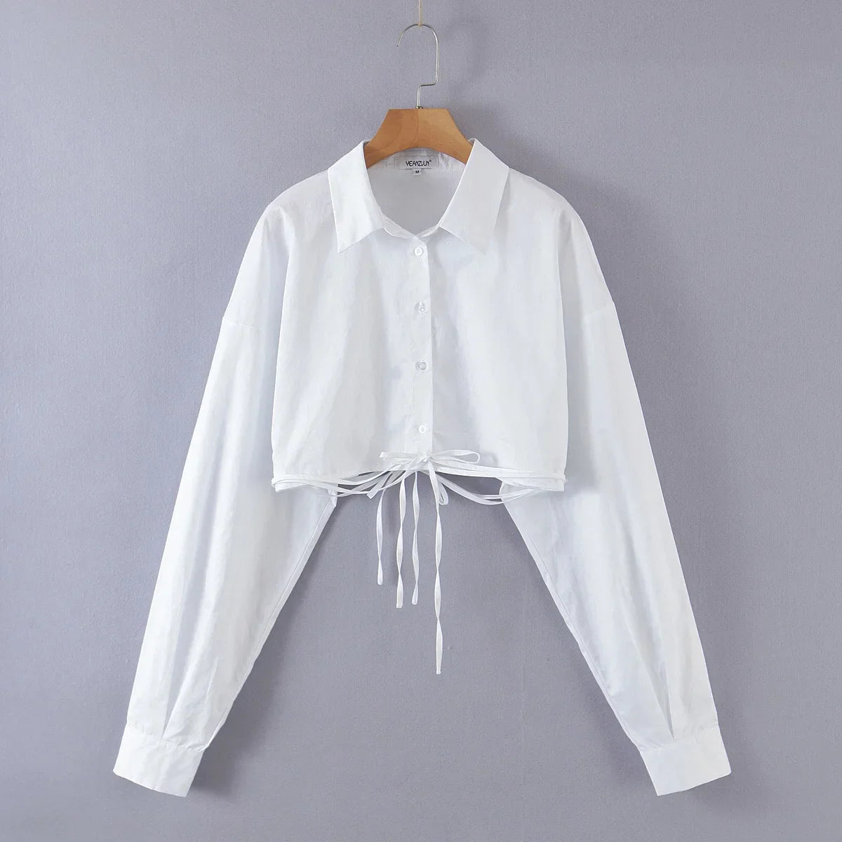 Center White Waist Short Tops Blouse