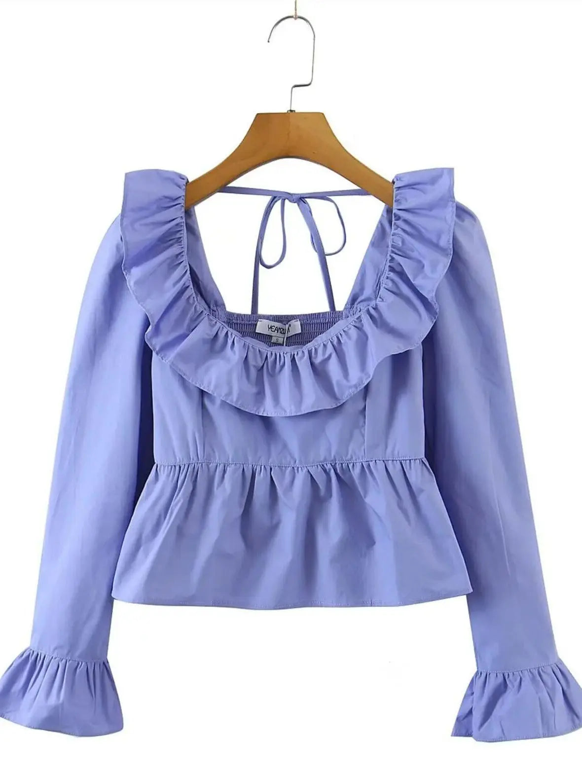Princess Retro Solid Square Cropped Blouse