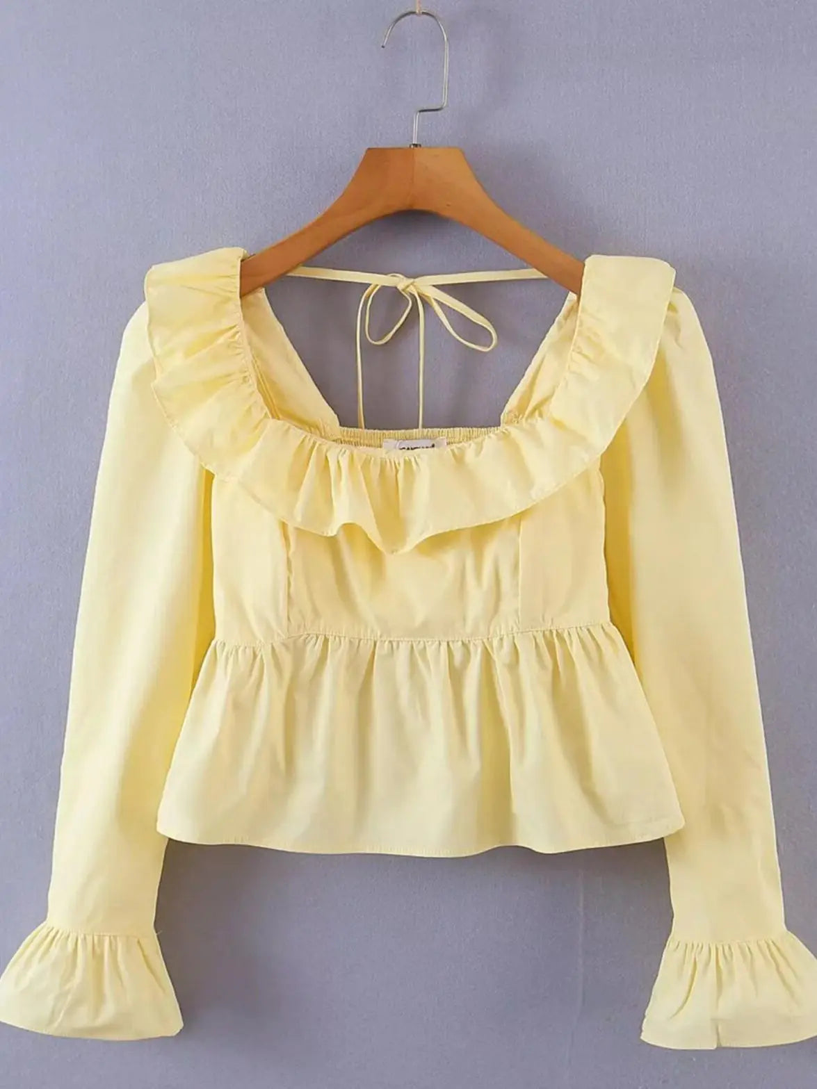 Princess Retro Solid Square Cropped Blouse
