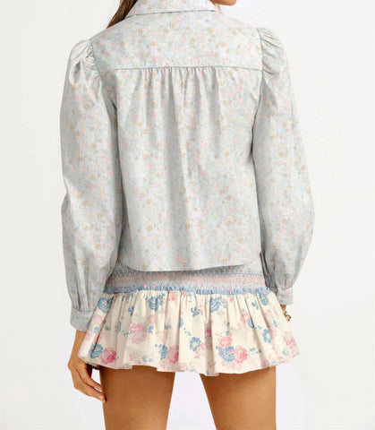 Spring Peter Pan Floral Single-Breasted Blouse