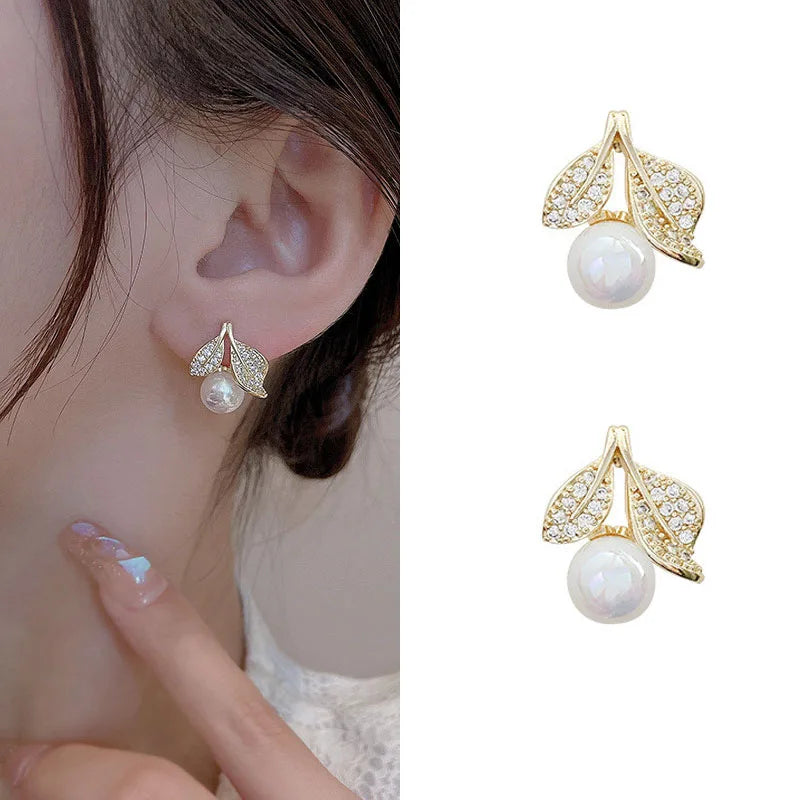 Bright Crystal Luxury Korean Unusual Claw Stud Irregular Pearl Earring