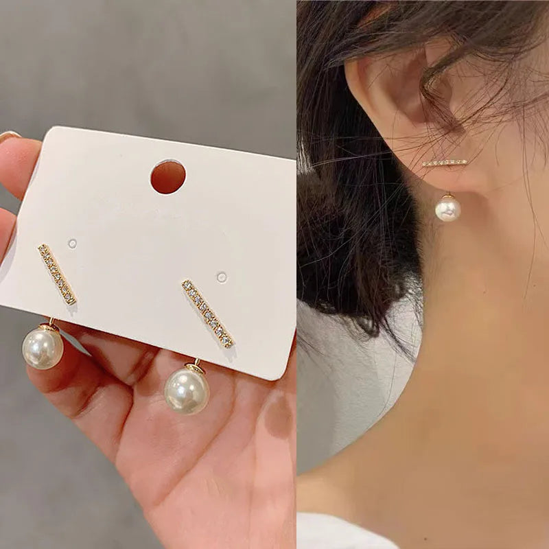 Bright Crystal Luxury Korean Unusual Claw Stud Irregular Pearl Earring