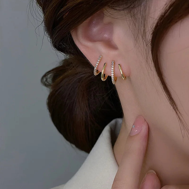 Bright Crystal Luxury Korean Unusual Claw Stud Irregular Pearl Earring