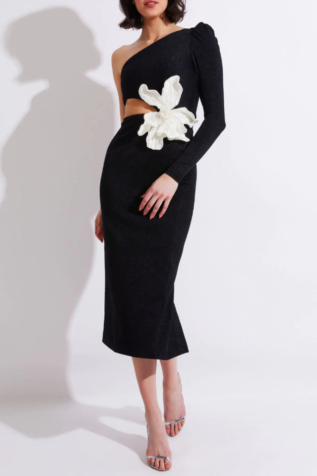 Angelica One-Shoulder Stylish Flower AppliquèŒ?Dress