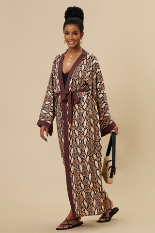 Print Belted Stylish Kimono Dress