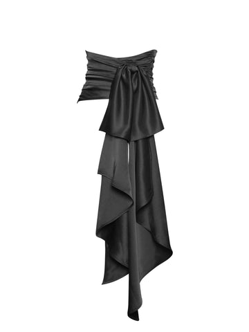 Alana Black Luxe Charming Satin Wrap Waist Belt