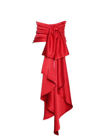 Alana Red Luxe Charming Satin Wrap Waist Belt