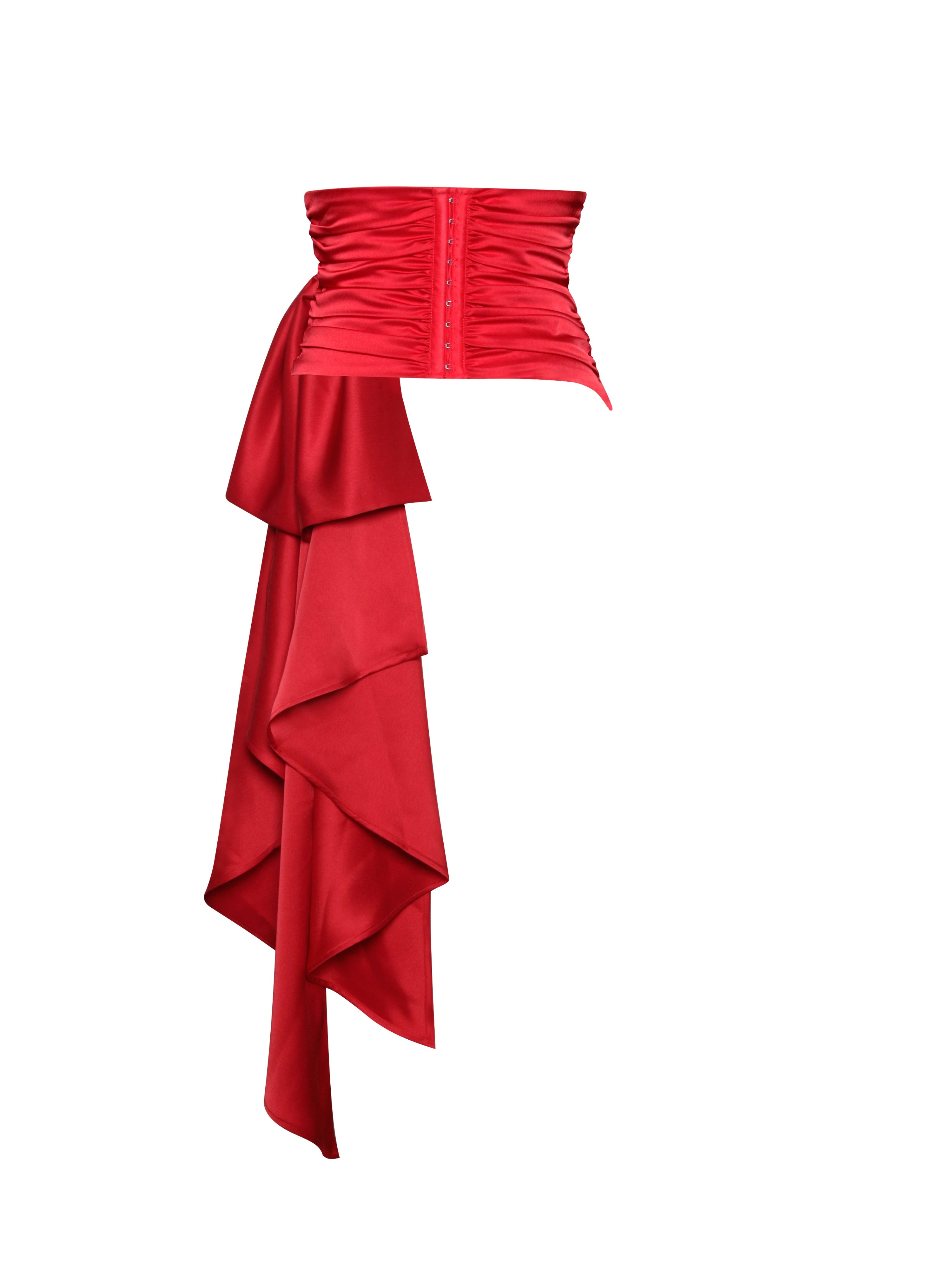 Alana Red Luxe Charming Satin Wrap Waist Belt