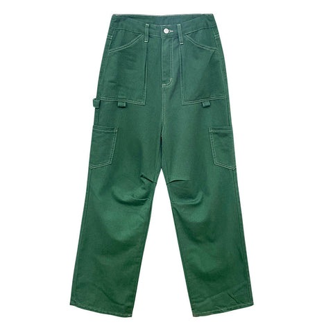 Pocket Green Straight Trendy Leg Cargo Jeans