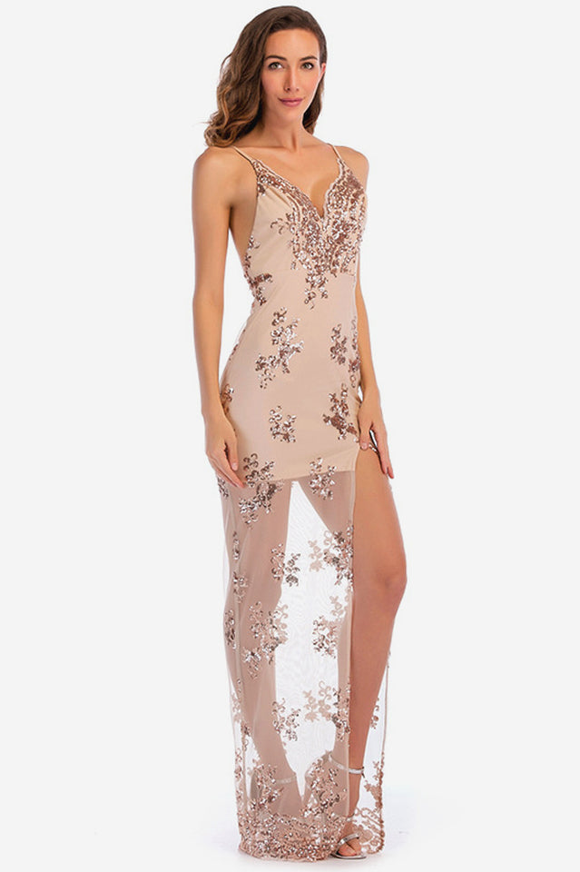 Backless Sequin Stylish Party Maxi Dress