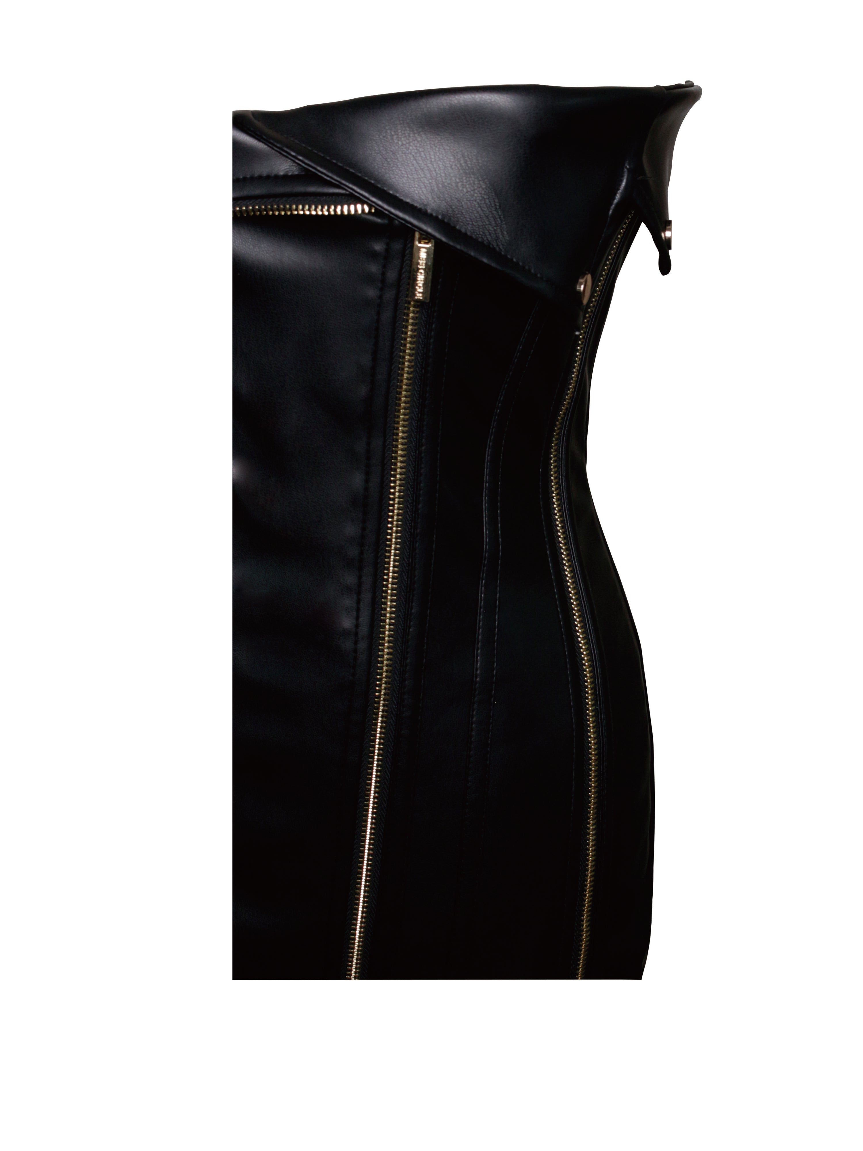 Annora Black Vegan Charming Leather Mini Dress