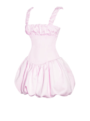 Aubrey Pink Satin Charming Bubble Hem Mini Dress