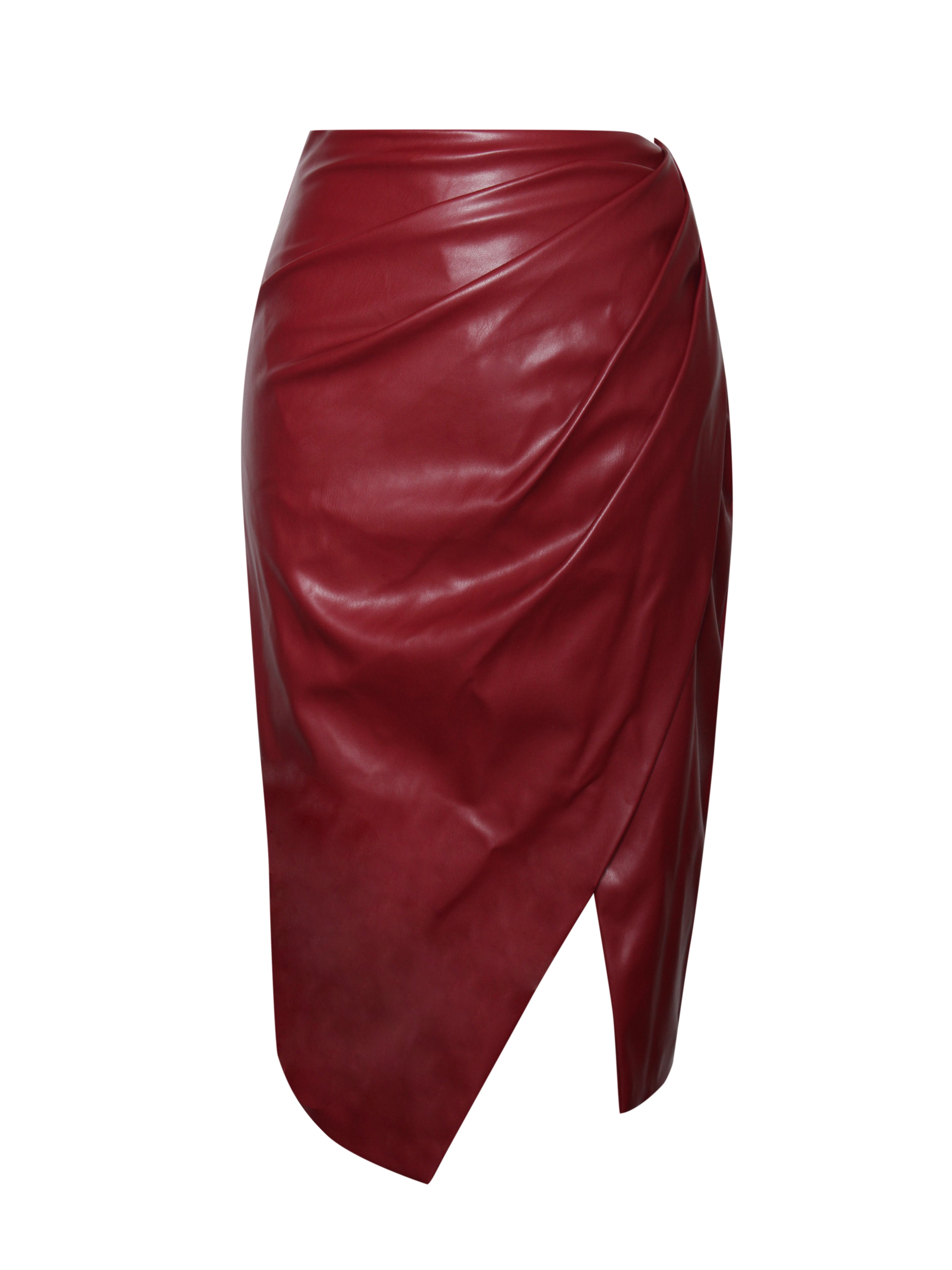 Bria Burgundy Stylish Vegan Leather Skirt