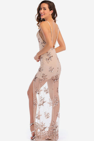 Backless Sequin Stylish Party Maxi Dress