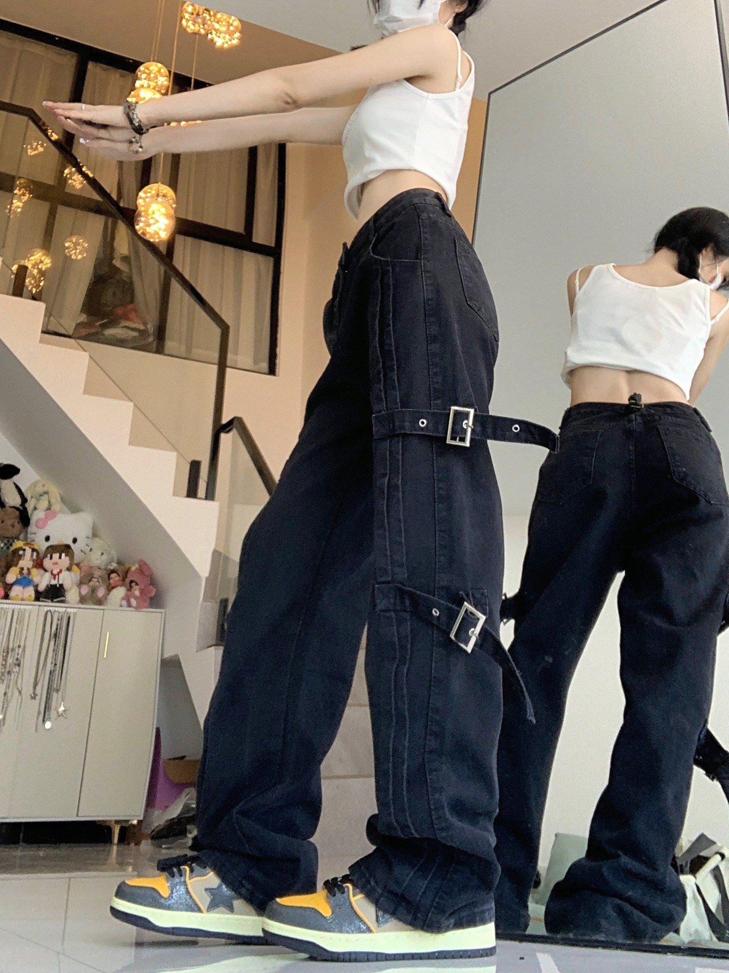 American Style Graceful Retro Cargo Jeans