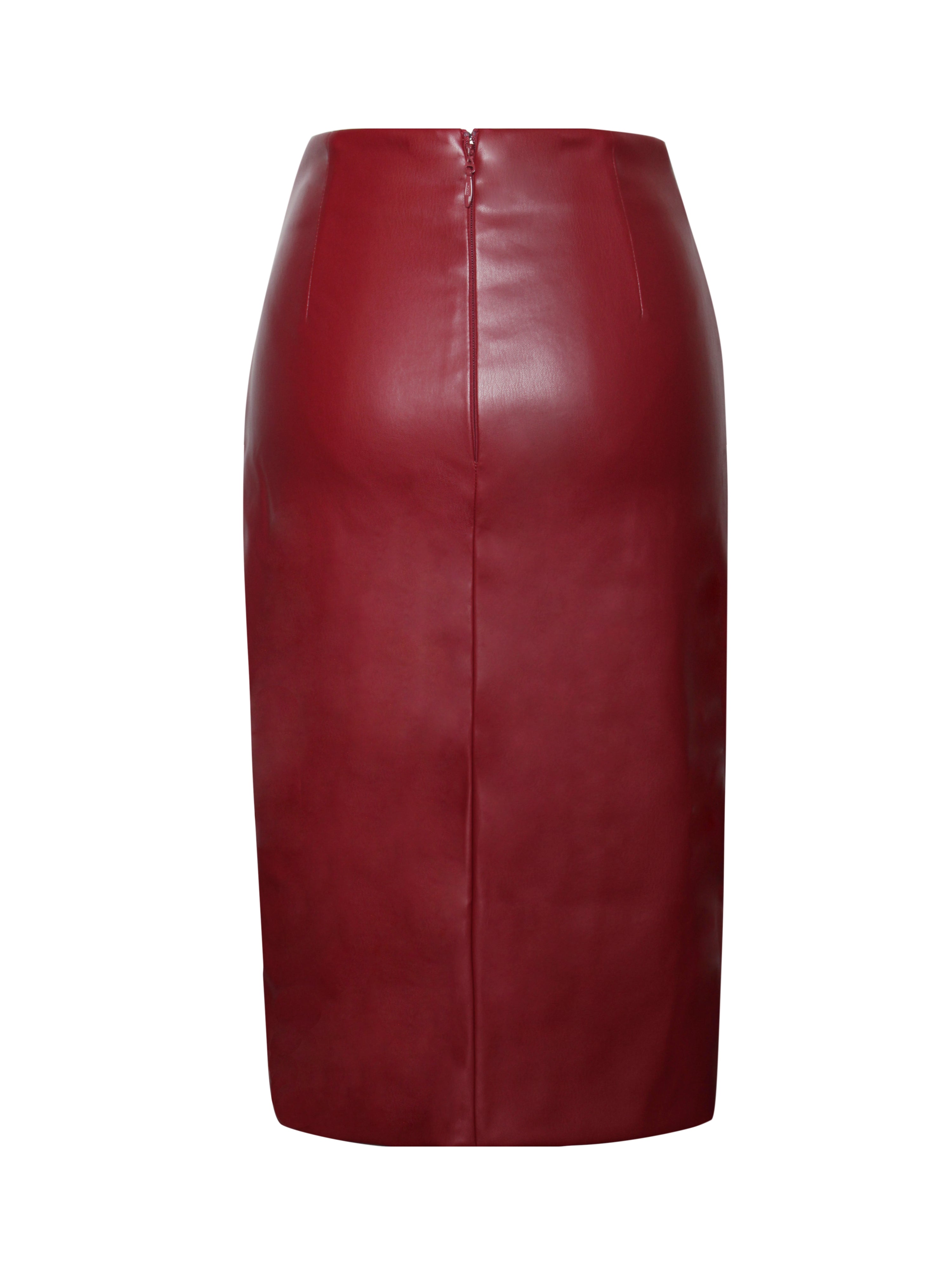 Bria Burgundy Stylish Vegan Leather Skirt