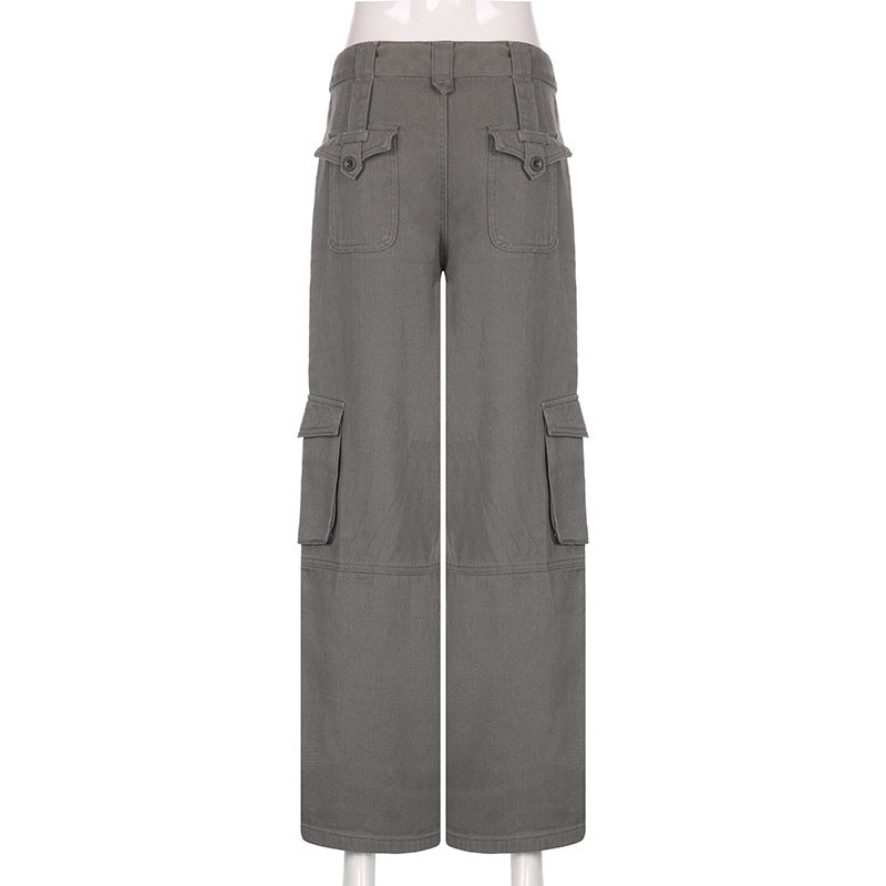 Belted Baggy Graceful Denim Cargo Jeans