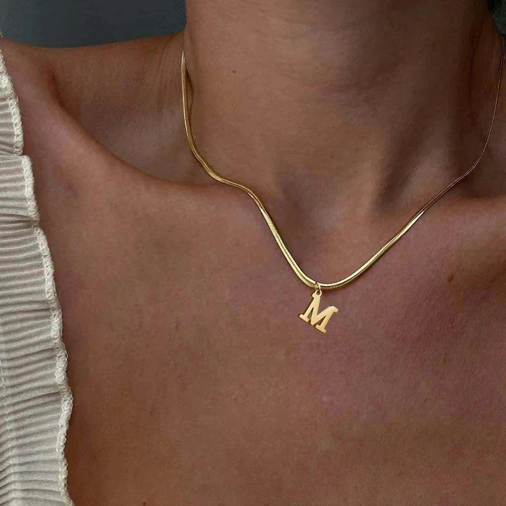 Alphabet Gold Plated Initial Letter Clavicle Collar Necklace