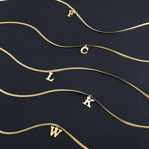 Alphabet Gold Plated Initial Letter Clavicle Collar Necklace