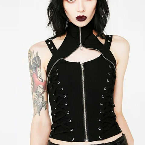 Dark Sexy Harajuku Streetwear High Waist Bandage Rave Crop Top