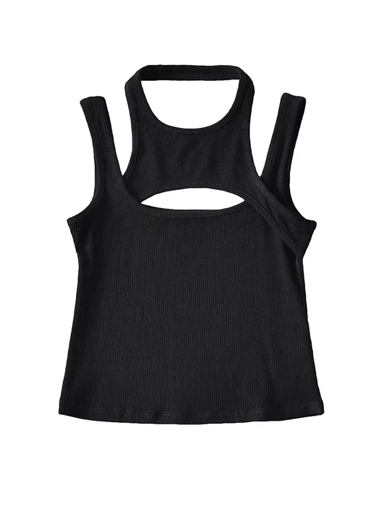 Asymmetrical Hollow Out Knitted Corset Crop Top