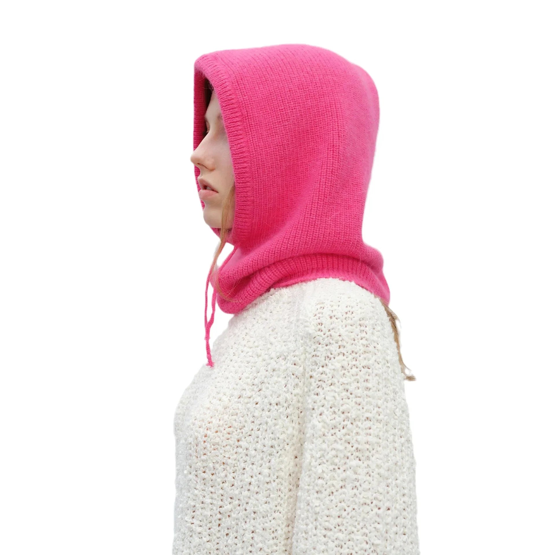 Autumn Winter Balaclava Women Fashion Solid Color Drawstring Hat