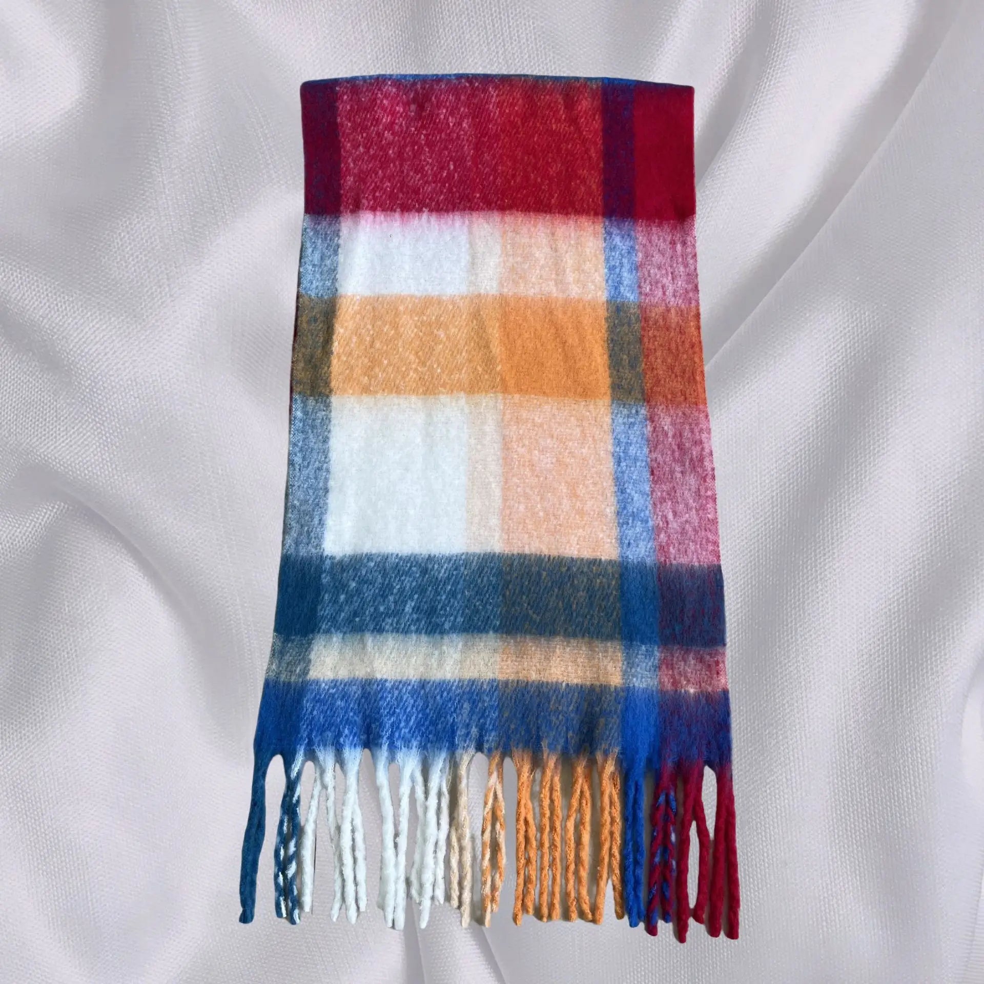 Autumn Winter Warm Thick Long Plaid Coarse Tassel Imitation Cashmere Scarf