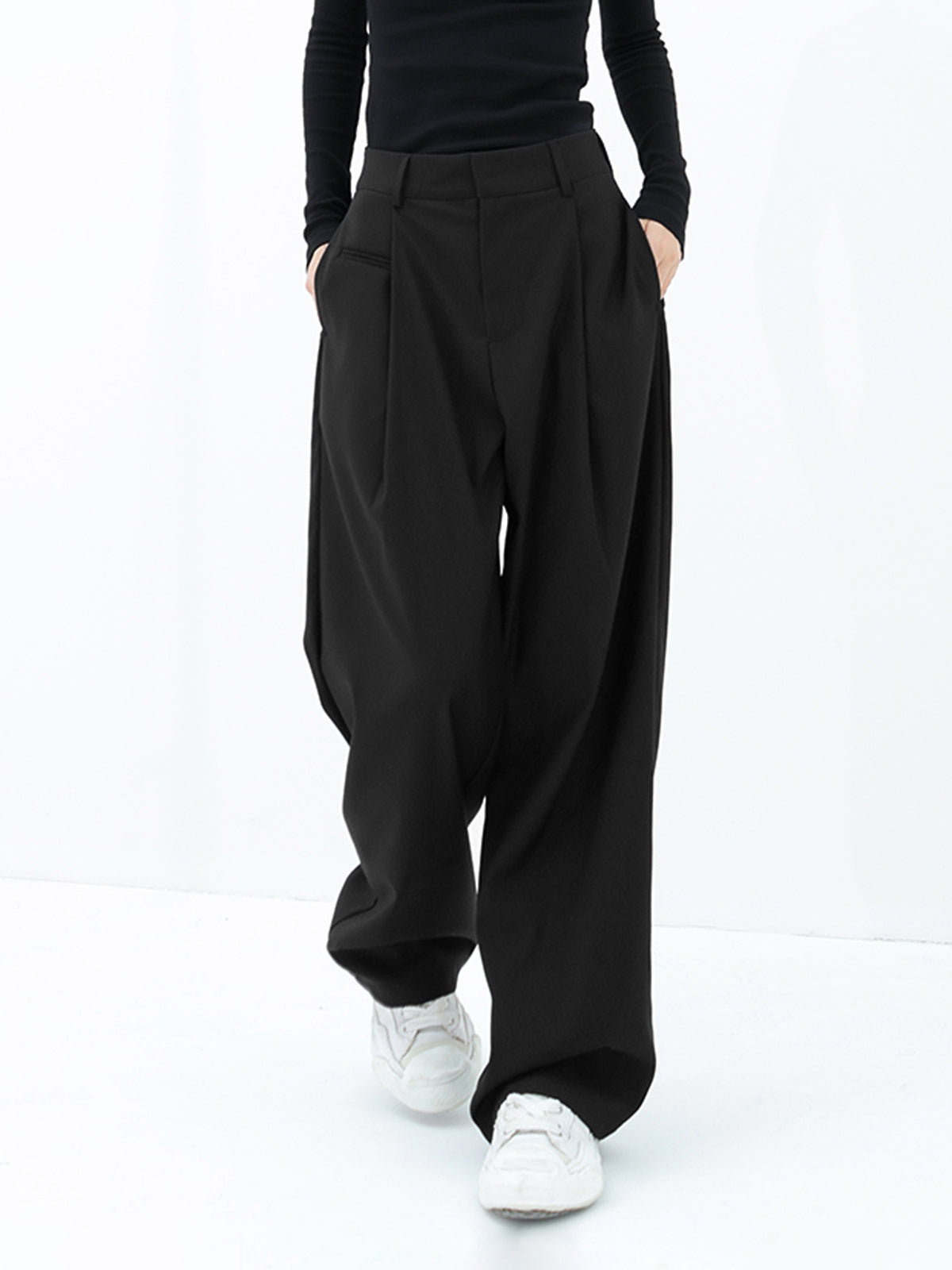 Basic Baggy Wide Trendy Leg Dress Pants