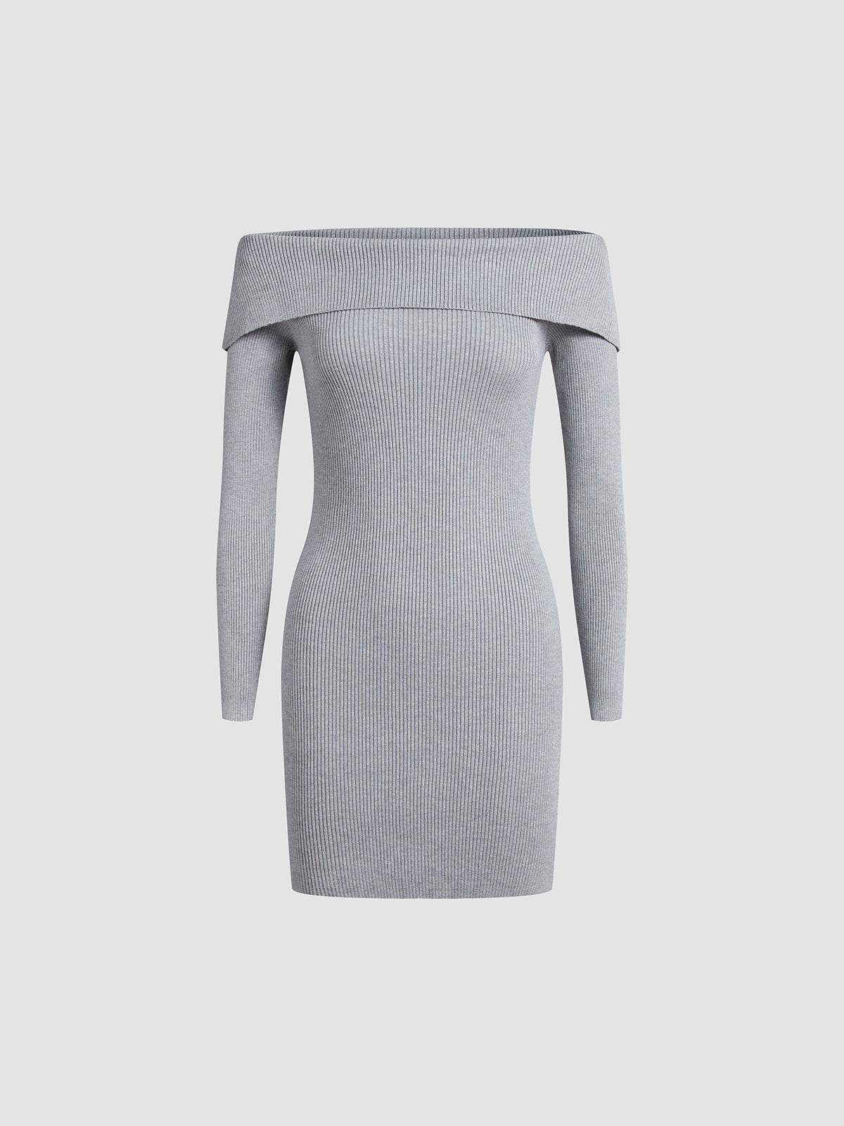 Solid Off Shoulder Trendy Ribbed Short Dress